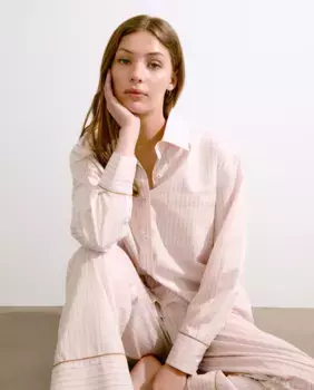 Женская пижама в полоску с рубашечным кроем nfasis, розовый