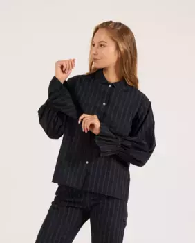 Женская пижамная футболка на пуговицах с принтом в клетку Bohodot, тёмно-синий