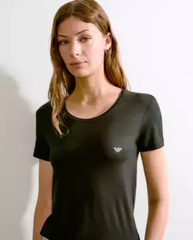 Женская пижамная футболка с коротким рукавом из вискозы Armani, черный