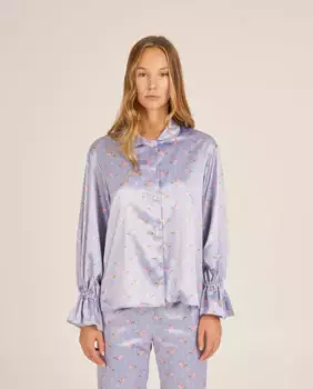 Женская пижамная футболка с принтом и рюшами на манжетах Bohodot, сиреневый
