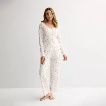 Женская пижамная кофта с длинным рукавом и ажурной вязкой Sonoma Goods For Life, цвет ivory floral