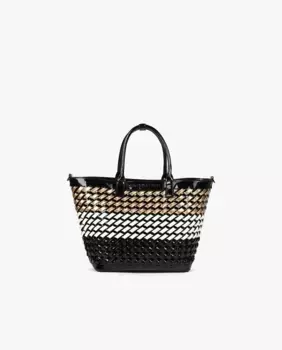 Женская плетеная сумка из лакированной кожи Lola Casademunt, чёрный