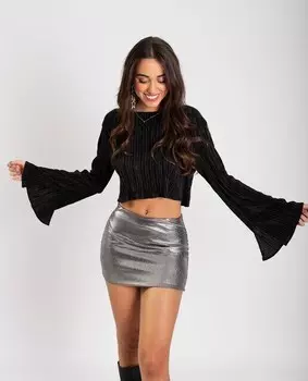 Женская плиссированная блузка с открытой спиной The-Are, черный