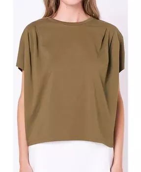 Женская плиссированная футболка English Factory, зеленый