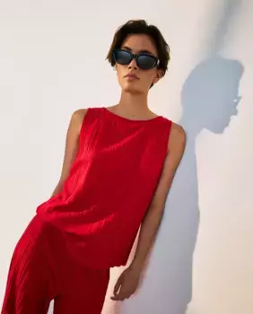 Женская плиссированная футболка с коротким рукавом Woman El Corte Ingls, красный