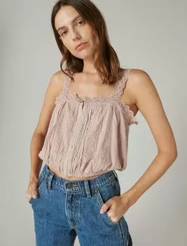 Женская плиссированная майка Lucky Brand Bubble, цвет Medium Dark Purple