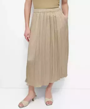 Женская плиссированная миди-юбка на резинке Crushed Crease Pull-On DKNY, зеленый