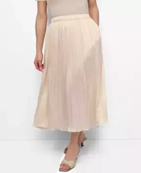 Женская плиссированная миди-юбка на резинке Crushed Crease Pull-On DKNY, белый