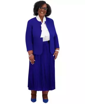 Женская плиссированная юбка миди, Regular & Plus Sizes Kasper, синий