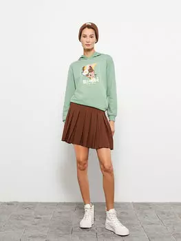 Женская плиссированная юбка с поясом на молнии LCW Casual