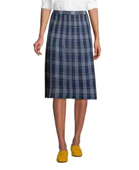 Женская плиссированная юбка в клетку ниже колена Lands' End, синий