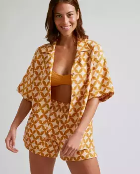Женская пляжная рубашка с принтом Zama Sun Robin Collection, цвет Mostaza