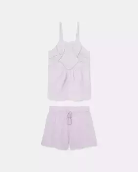 Женская полноценная пижама на бретелях и однотонные шорты с вышивкой Easy Wear, сиреневый