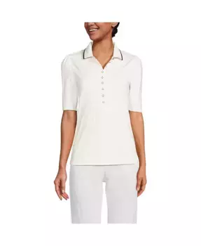 Женская поло с коротким рукавом из легкого джерси с декоративными элементами Lands' End, мультиколор