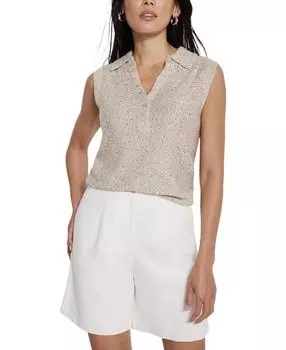 Женская поло с пайетками Mint Velvet, коричневый/бежевый