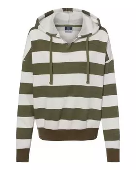 Женская полосатая флисовая свободная толстовка с капюшоном MV Sport, цвет dusty olive