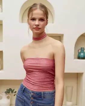 Женская полосатая футболка без бретелек Green Coast, цвет Malva