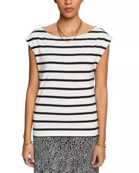 Женская полосатая футболка прямого кроя Esprit, белый