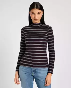 Женская полосатая футболка с длинными рукавами Lee, пурпурный