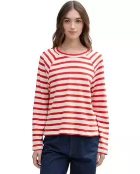 Женская полосатая футболка с длинными рукавами Tom Tailor, красный