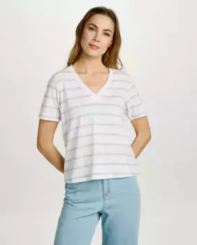 Женская полосатая футболка с коротким рукавом Jack & Jones, белый