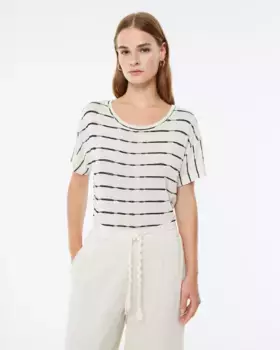 Женская полосатая футболка с коротким рукавом Paz Torras, бежевый
