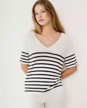 Женская полосатая футболка с коротким рукавом Vila, белый