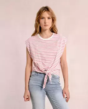 Женская полосатая футболка с узлом Molly Bracken, розовый