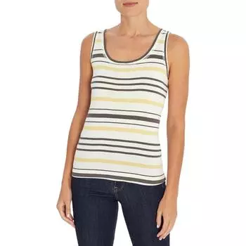 Женская полосатая майка с круглым вырезом Three Dots, цвет yellow combo stripe