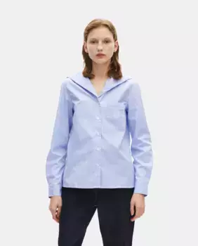 Женская полосатая поплиновая рубашка с матросским воротником The Kooples, синий