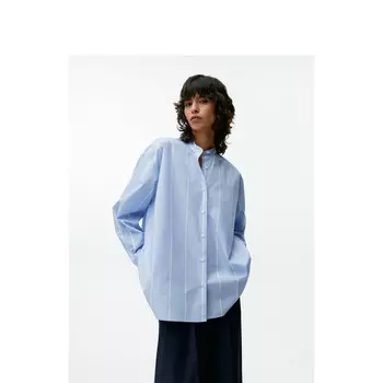 Женская полосатая рубашка Arket из чистого хлопка с длинными рукавами, светло-голубой