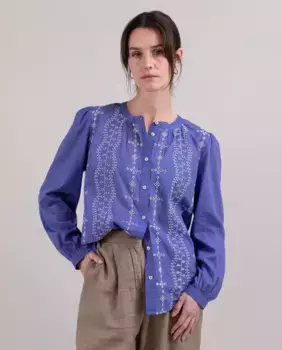 Женская полосатая рубашка с буфовыми рукавами El Ganso, синий