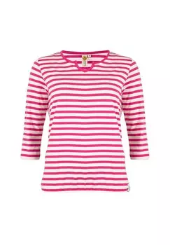 Женская полосатая рубашка с круглым вырезом и рукавами 3/4, идеальный базовый топ ROADSIGN australia, цвет Pink/weiss