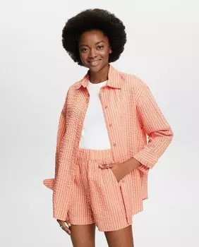 Женская полосатая рубашка с принтом на вискозе Esprit, оранжевый