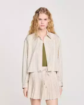 Женская полосатая рубашка со стразами Sandro, мультиколор