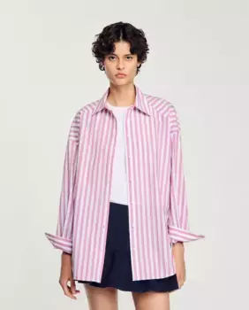Женская полосатая рубашка со стразами Sandro, розовый