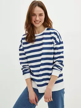 Женская полосатая толстовка с круглым вырезом и длинными рукавами LCWAIKIKI Classic