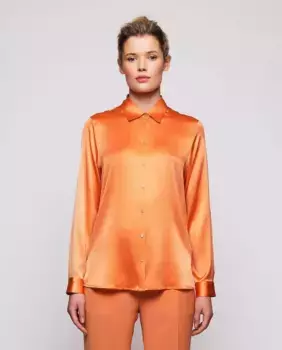 Женская полуприталенная блузка из эластичного шелка Mirto, оранжевый