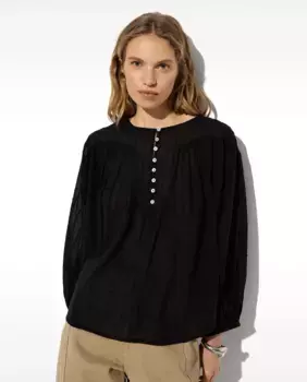 Женская полупрозрачная блузка с буффами на рукавах и пуговицами Parfois, черный