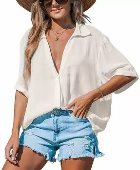 Женская полупрозрачная рубашка-прикрытие CUPSHE, белый