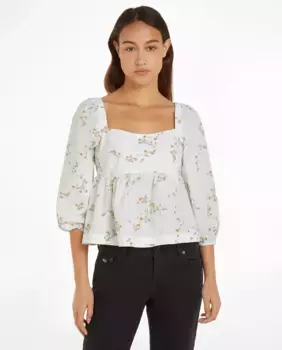 Женская поплиновая блузка с длинными рукавами Tommy Jeans, белый