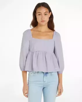 Женская поплиновая блузка с длинными рукавами Tommy Jeans, цвет Lila