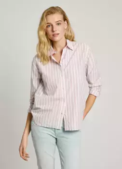 Женская поплиновая рубашка с полосатым принтом Pepe Jeans, цвет Rosa