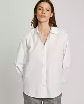 Женская поплиновая рубашка с вышитым логотипом Pepe Jeans, белый