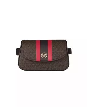 Женская поясная сумка Michael Kors с полоской и логотипом, коричневый