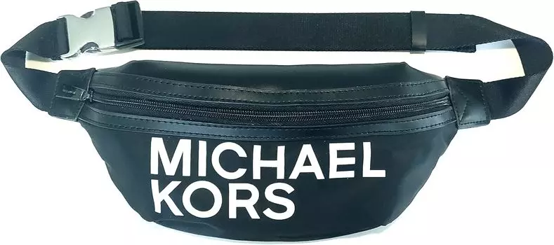 Женская поясная сумка Michael Kors Sport Fanny Pack, черная, нейлоновая, белая, с логотипом MK, на молнии, один размер