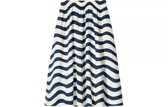 Женская повседневная длинная юбка цвета морской волны x Marimekko UNIQLO, Marine Blue