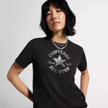 Женская повседневная футболка с блестками Футболка Converse, чёрный