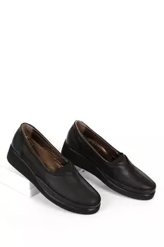 Женская повседневная обувь из натуральной кожи с круглым носком и мягкой подошвой черного цвета 42157 GNDER(R), черный