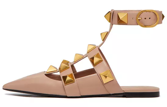 Женские туфли Valentino Roman Stud, бежевый/золотой